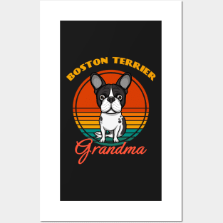 Boston Terrier Grandma Dog puppy Lover Cute Sunser Mother's Day Posters and Art